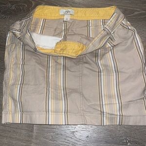 Ann Taylor LOFT Women's Beige & Yellow Striped Mini Skirt